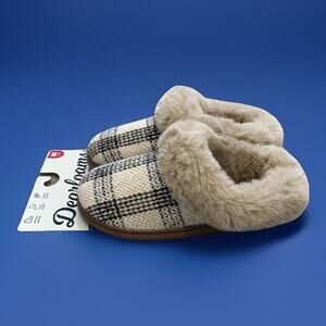 Dearforms Women Slippers Size M 7-8 Beige Memory Foam